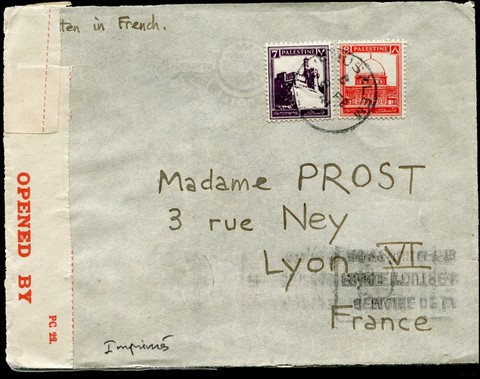 Lettre De Palestine Pour Lyon (1941)